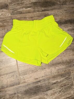 Lululemon Neon Yellow High-Waist Athletic Shorts